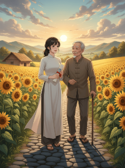 Hoa Hướng Dương Trong Vườn Xanh