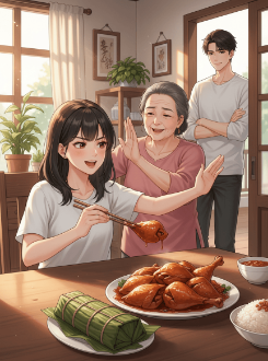 Nắm Xôi Và Đùi Gà