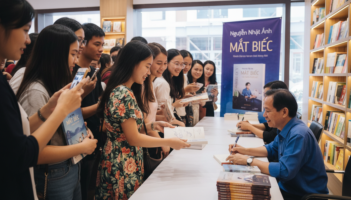 Ảnh minh họa: Nguyễn Nhật Ánh ký tặng sách - Truyện ngắn Nguyễn Nhật Ánh: Khám phá thế giới tuổi học trò đầy ắp kỷ niệm